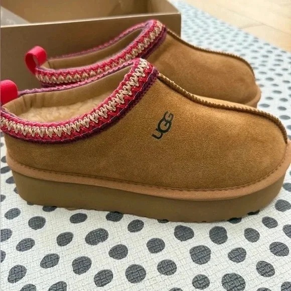 UGG Shoes - UGG Brown Suede Slip-Ons with Red Trim😼😼